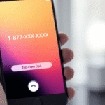 Phone displaying 877 toll-free number on screen