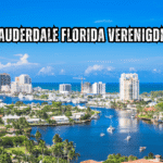 Aerial view of Fort Lauderdale’s canals and waterfront homes under a bright sky, reflecting the city’s history and coastal lifestyle at the heart of its identity.
